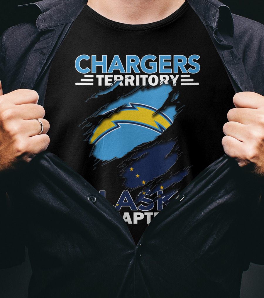 Chargers Territory Alaska Chapter Ripped Lightning Bolt And Stars T-Shirt