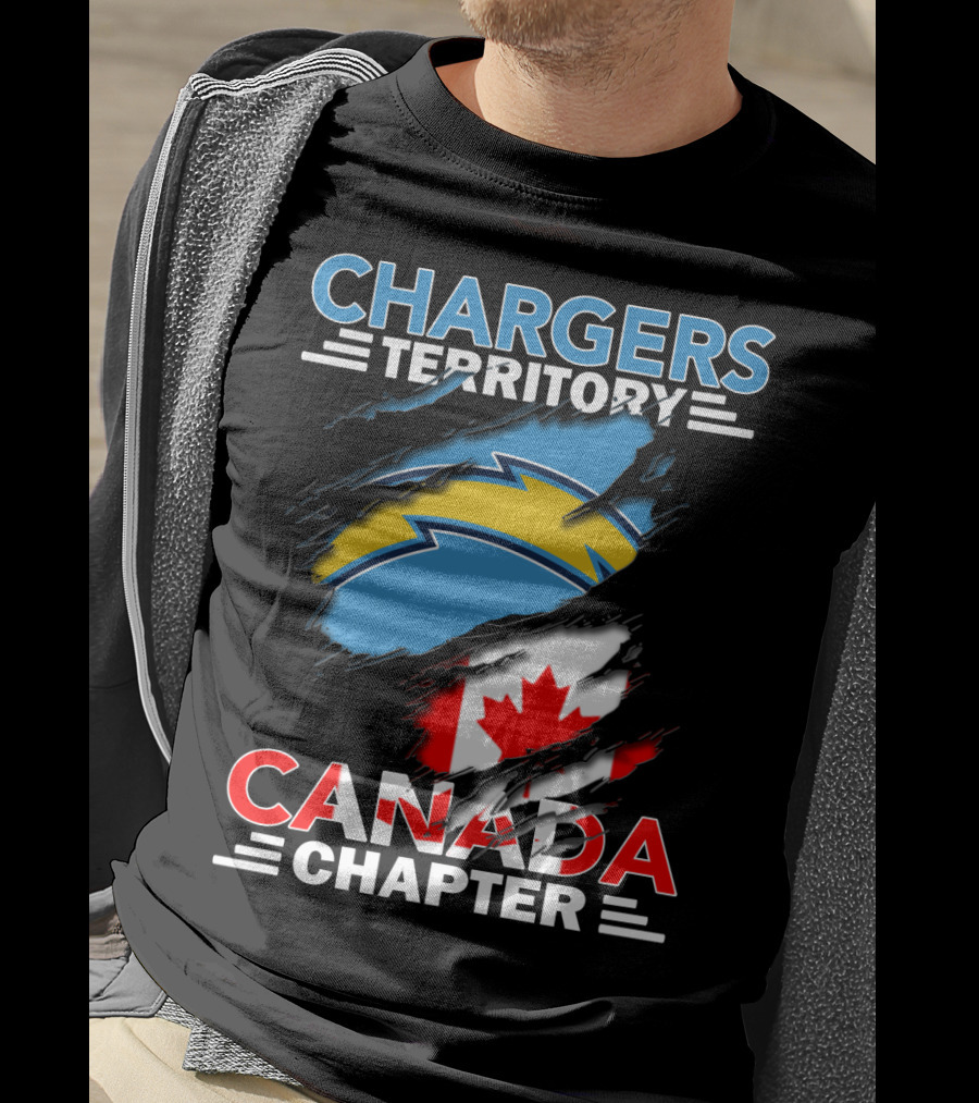 Chargers Territory Canada Chapter Lightning Bolt Canadian Flag T-Shirt