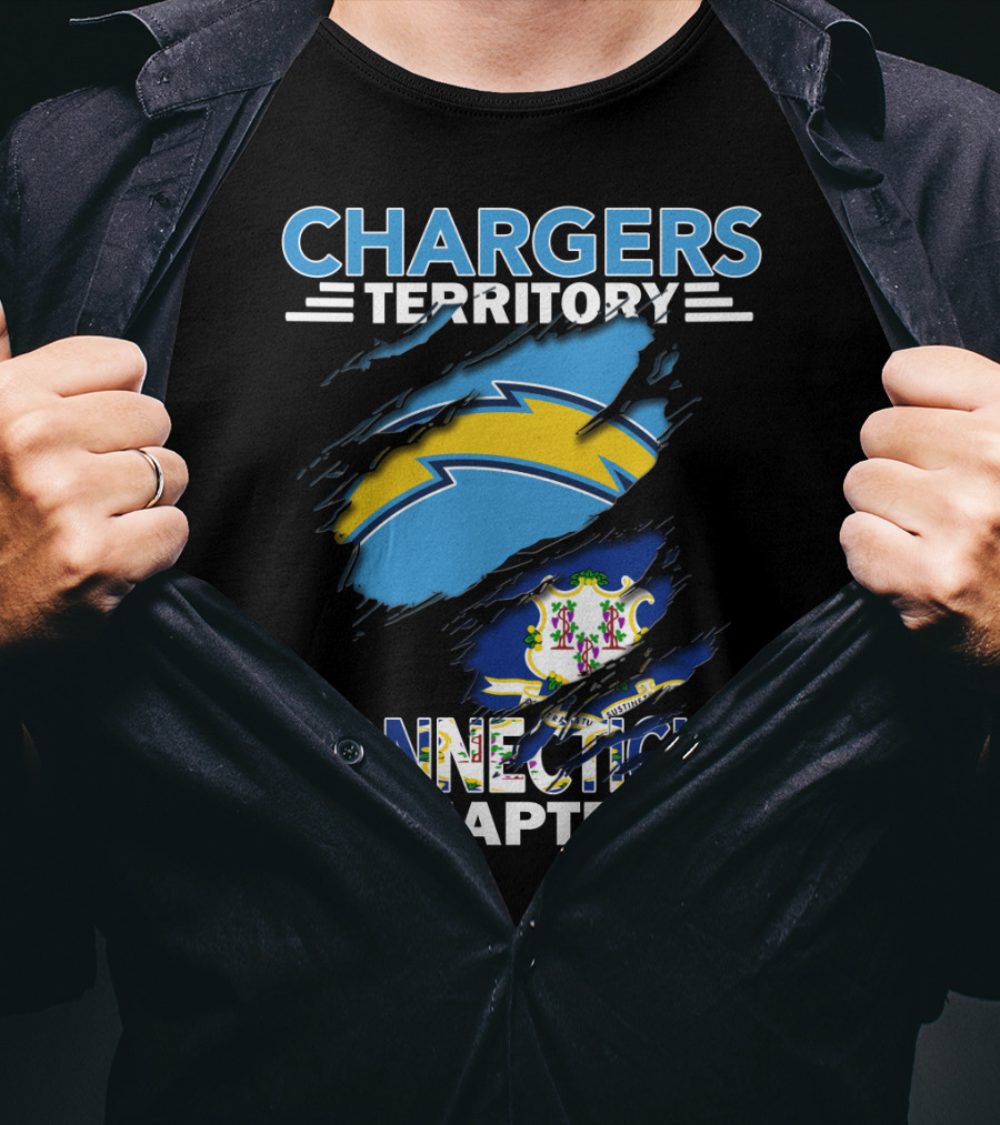 CHARGERS TERRITORY CONNECTICUT CHAPTER Chargers Logo Connecticut State Flag T-Shirt