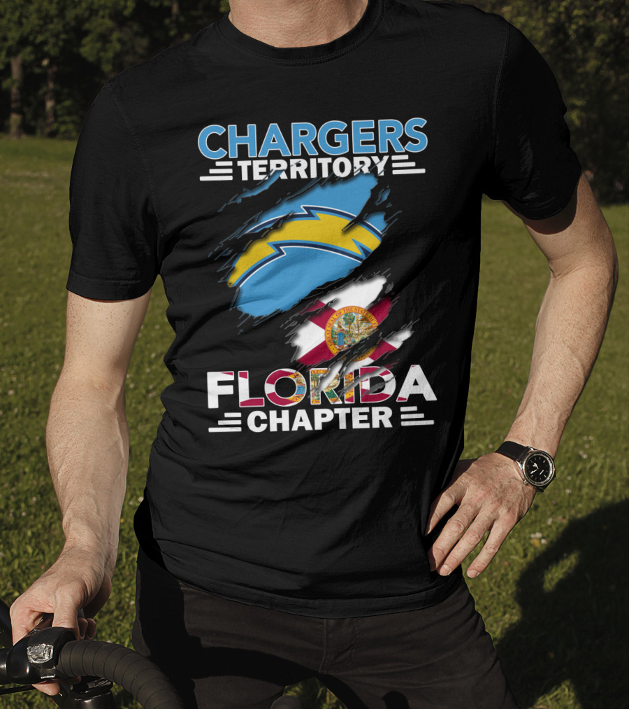 Chargers Territory Florida Chapter Logo With Florida State Flag And Bolt T-Shirt
