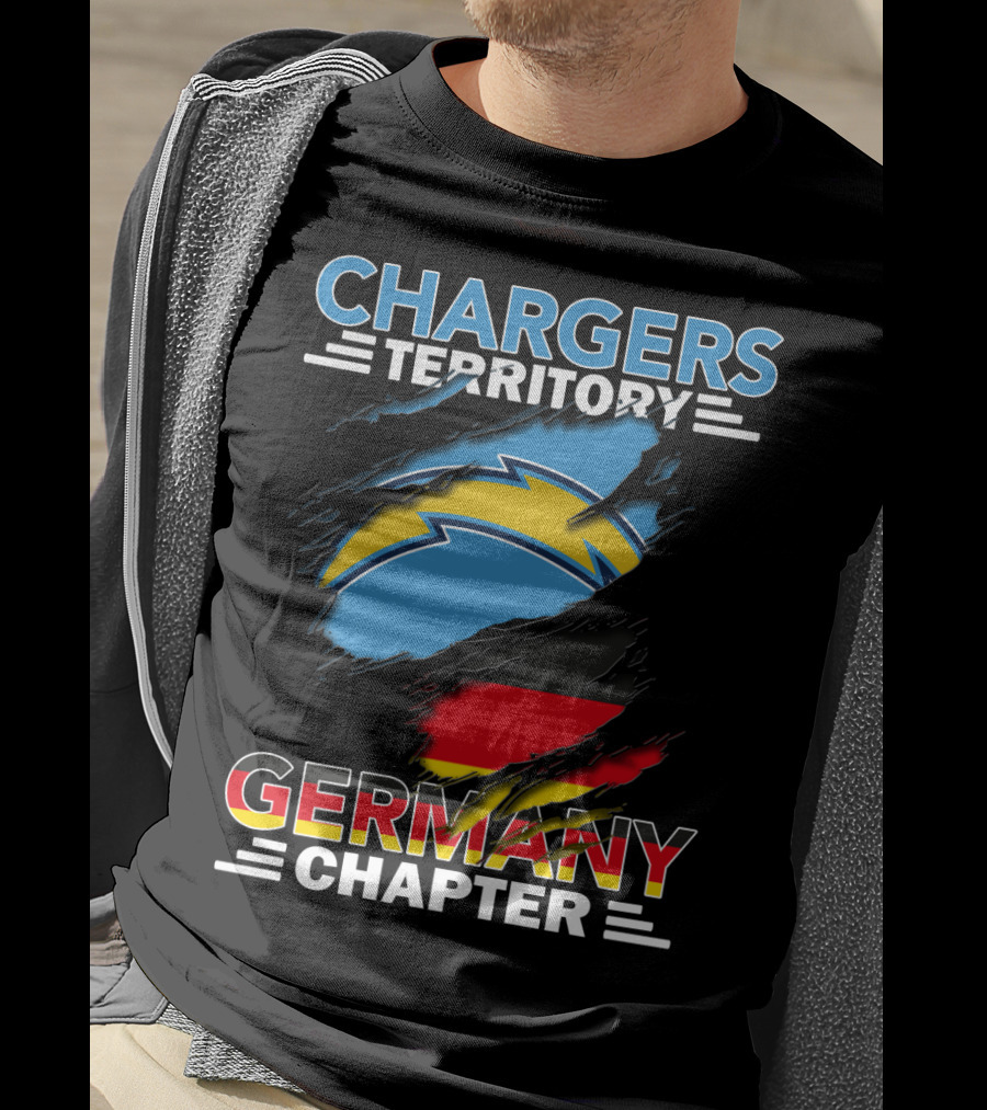 Chargers Territory Germany Chapter Germany Flag And Bolt T-Shirt
