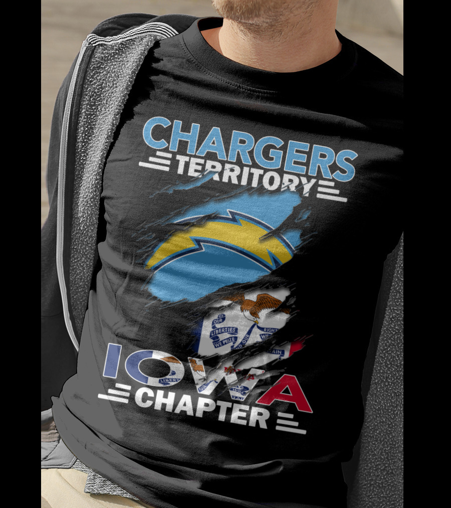 Chargers Territory Iowa Chapter NFL Logo With State Flag Elements T-Shirt