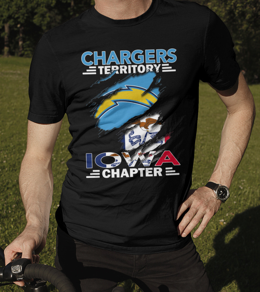 Chargers Territory Iowa Chapter NFL Logo With State Flag Elements T-Shirt