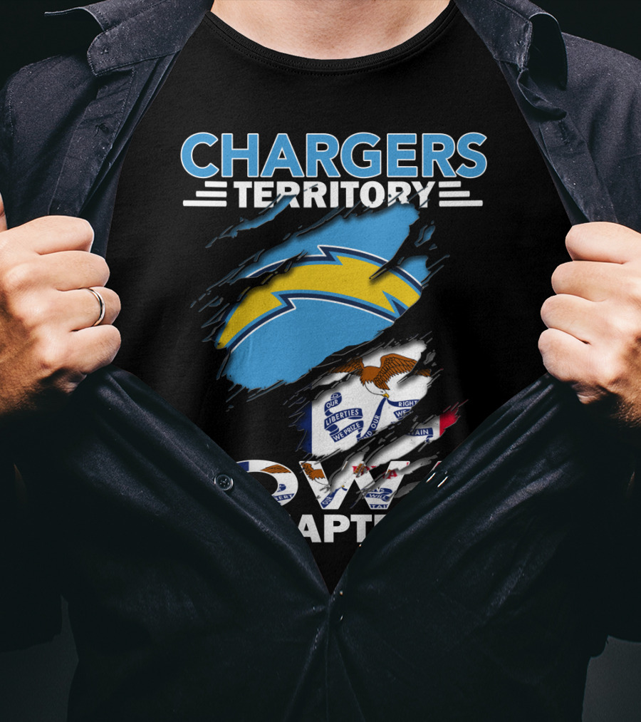 Chargers Territory Iowa Chapter NFL Logo With State Flag Elements T-Shirt