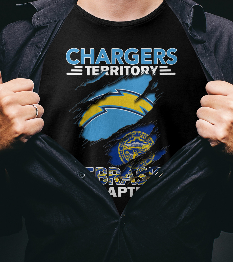 Chargers Territory Nebraska Chapter Los Angeles Chargers Logo Nebraska State Flag T-Shirt