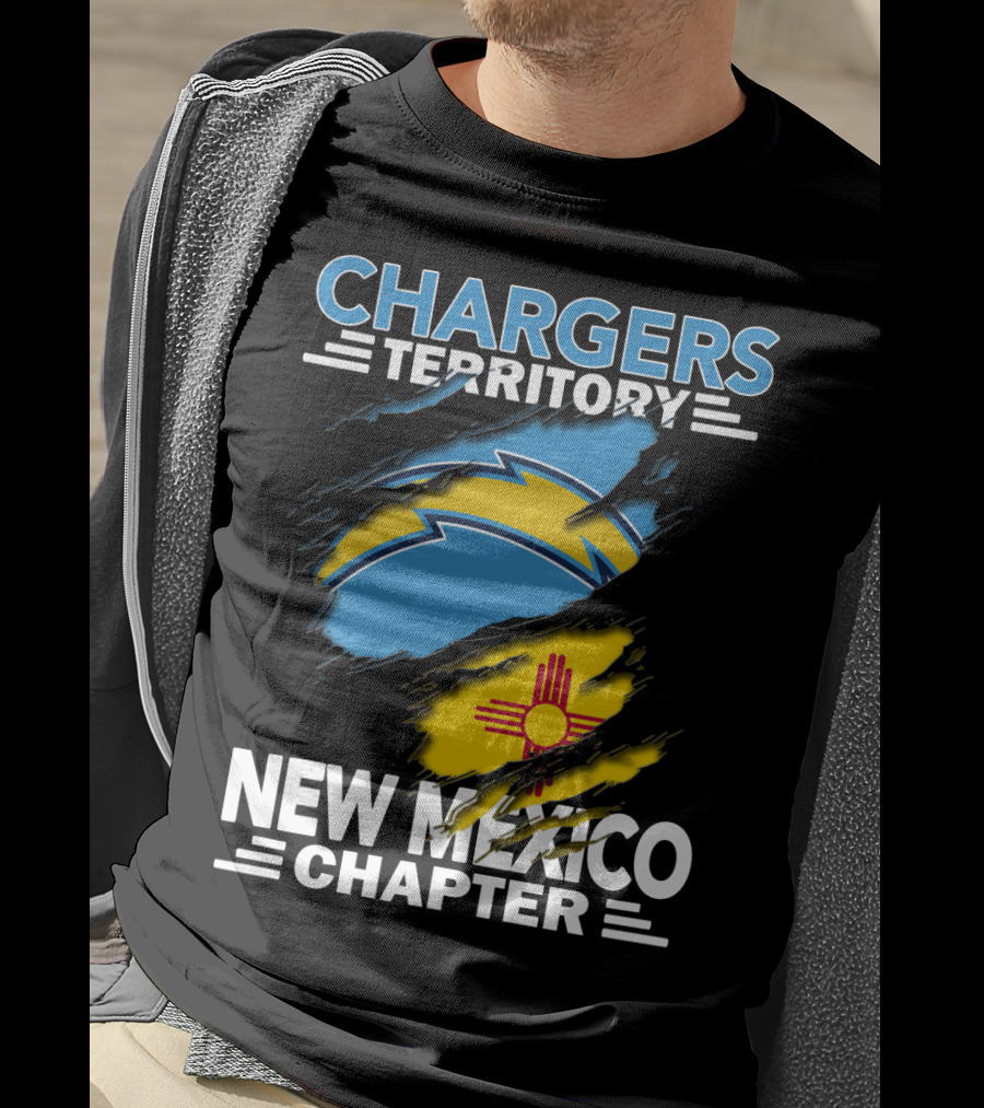 Chargers Territory New Mexico Chapter Torn Flags Zia Symbol Bolt T-Shirt