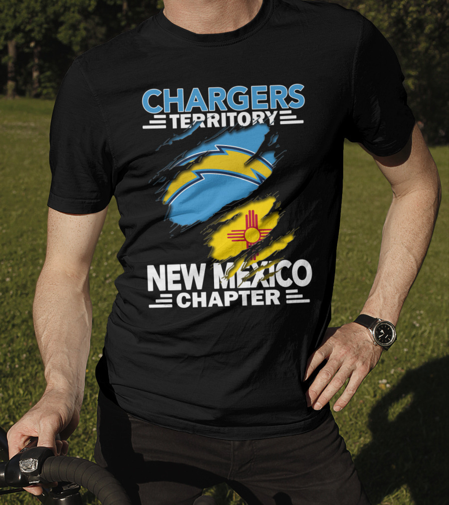 Chargers Territory New Mexico Chapter Torn Flags Zia Symbol Bolt T-Shirt
