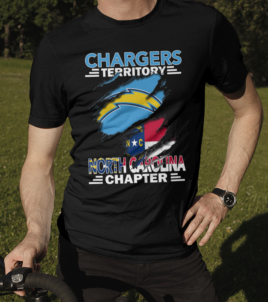 Chargers Territory North Carolina Chapter Logo With State Flag And Team T-Shirt