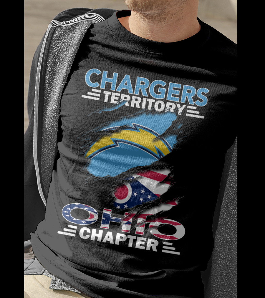 Chargers Territory Ohio Chapter Ohio Flag And Lightning Bolt T-Shirt