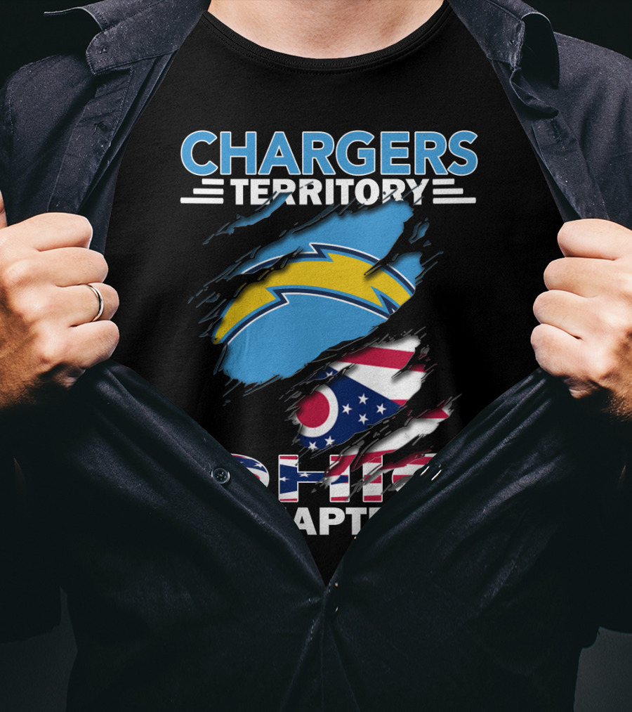 Chargers Territory Ohio Chapter Ohio Flag And Lightning Bolt T-Shirt