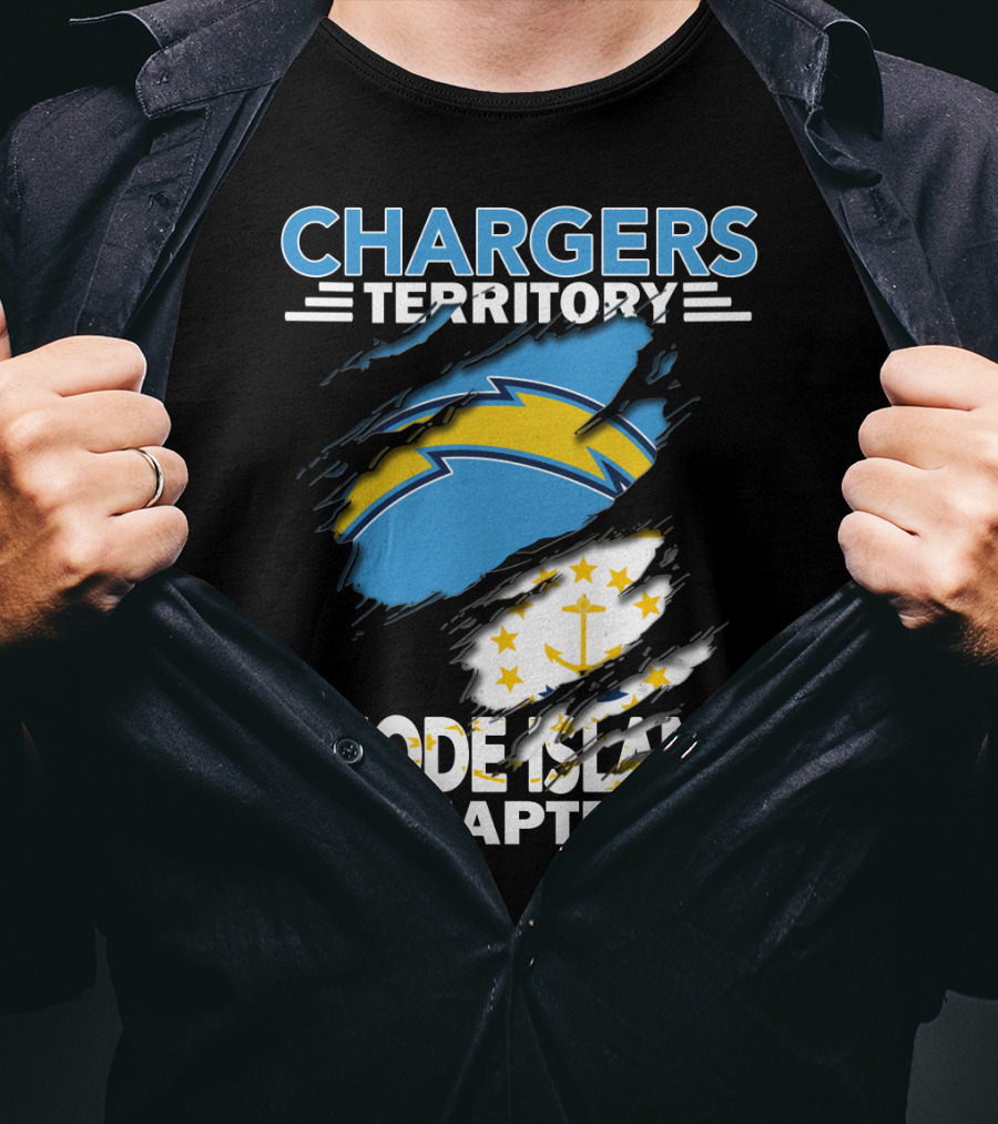 Chargers Territory Rhode Island Chapter Logo With Split Design Featuring Iconic Symbols T-Shirt