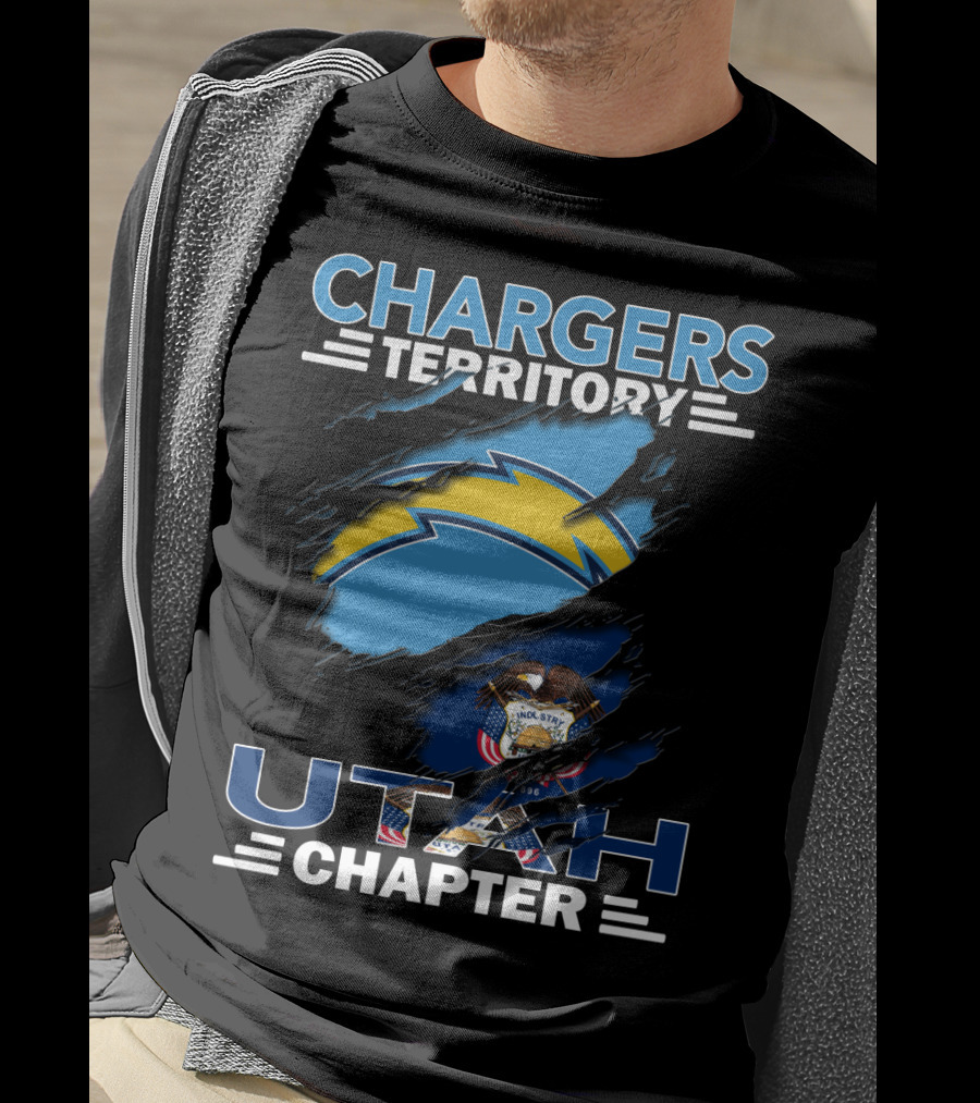 Chargers Territory Utah Chapter Ripped Flag T-Shirt