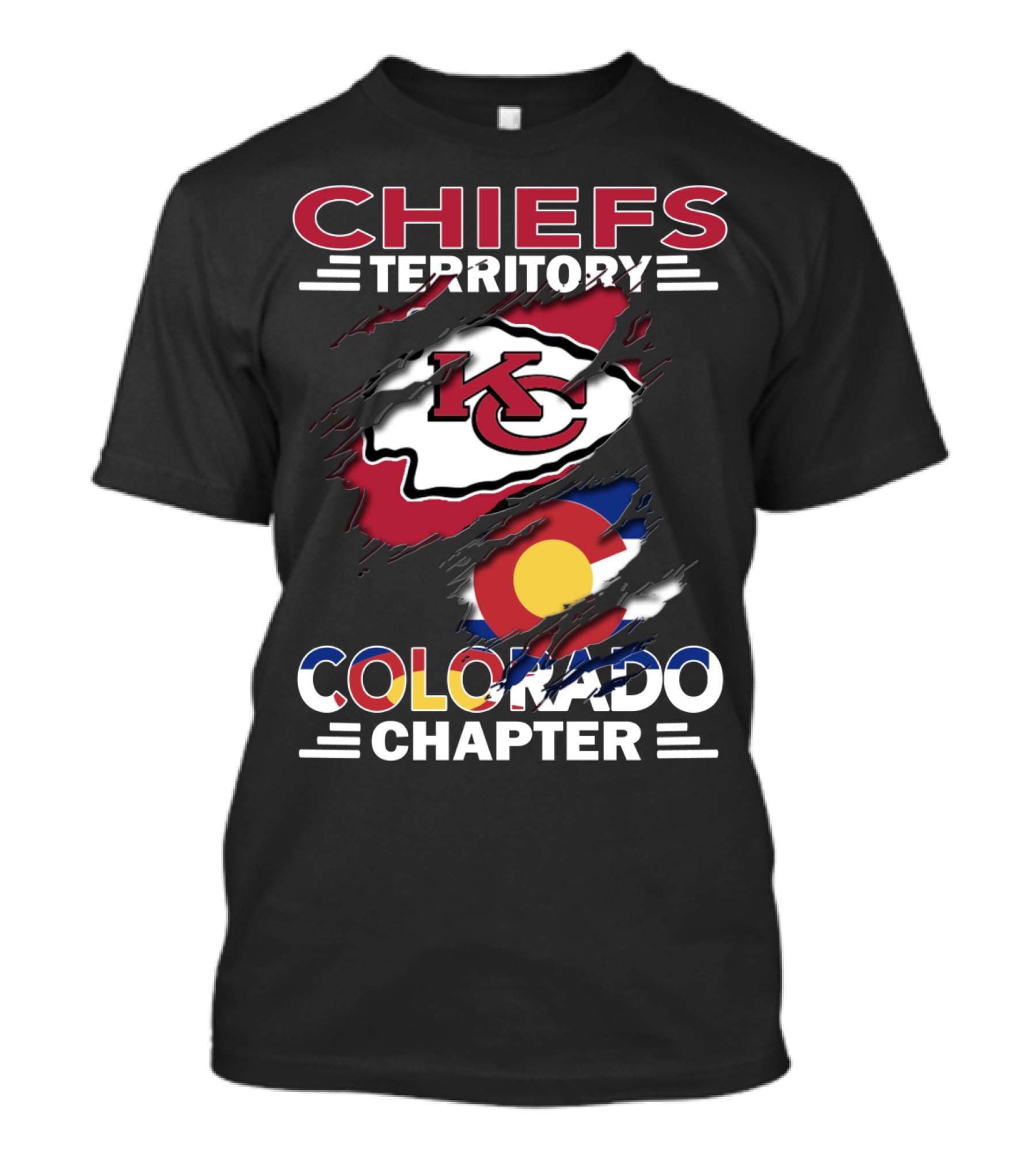 Chiefs Territory Colorado Chapter Kc Logo Colorado Flag T-Shirt