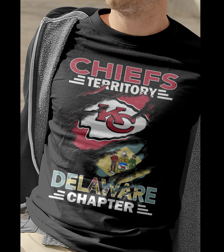Chiefs Territory Delaware Chapter Kansas City Logo State Flag T-Shirt