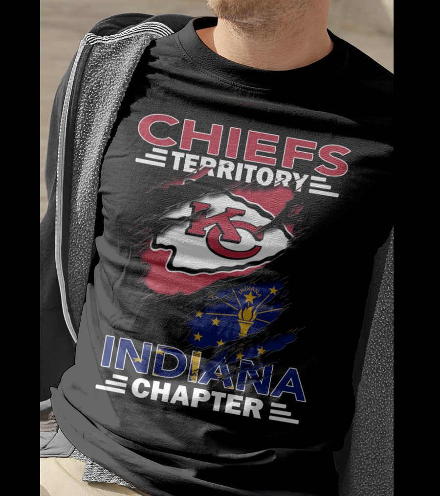 Chiefs Territory Indiana Chapter KC Logo And Indiana State Flag T-Shirt