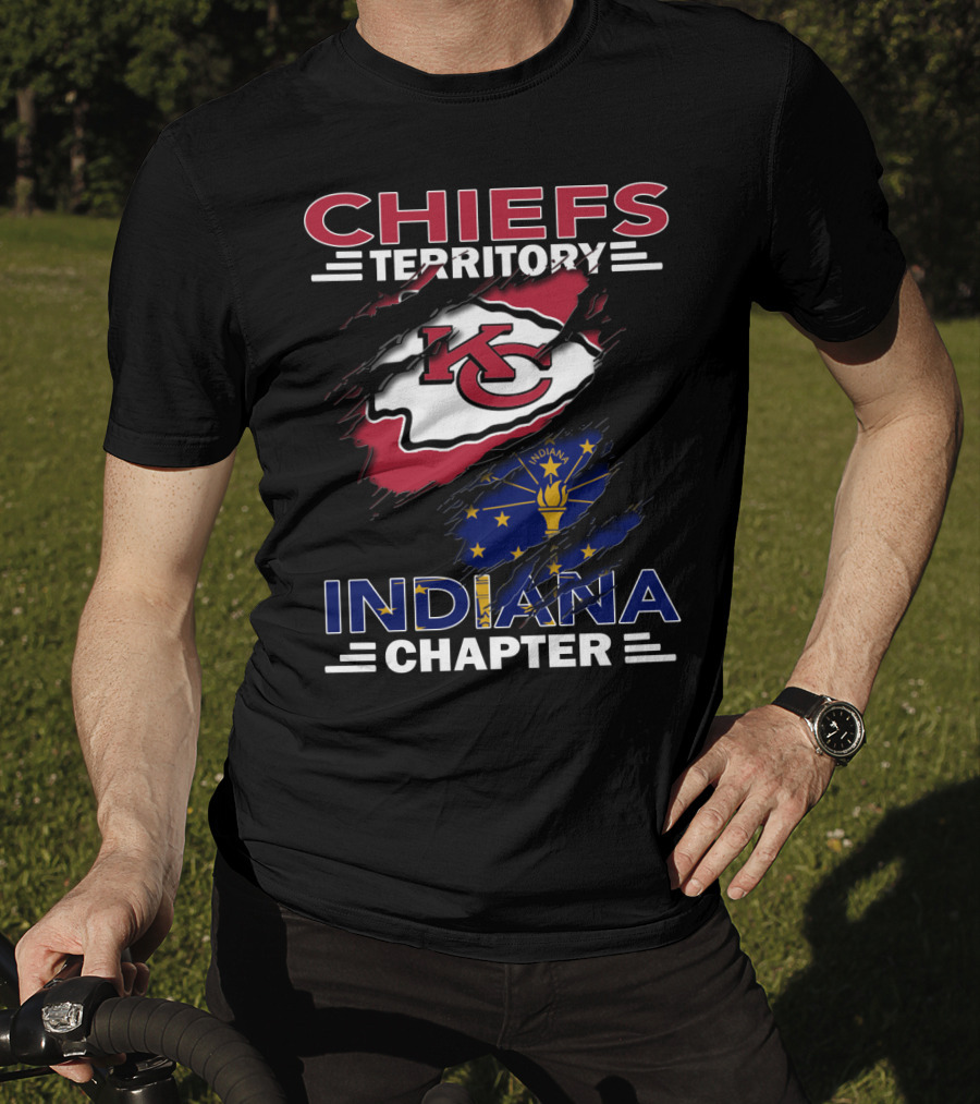Chiefs Territory Indiana Chapter KC Logo And Indiana State Flag T-Shirt