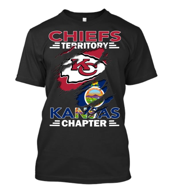 Chiefs Territory Kansas Chapter KC Logo And Kansas State Flag T-Shirt