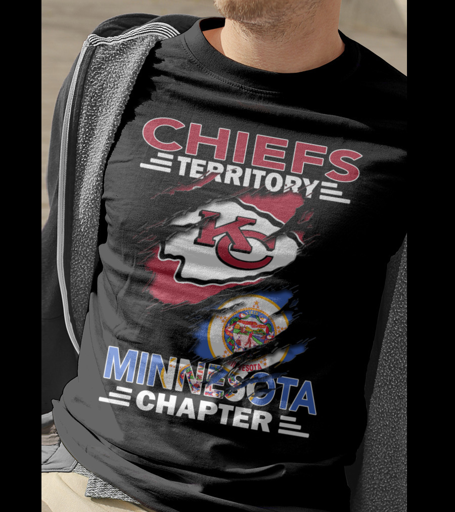 Chiefs Territory Minnesota Chapter With Kansas City Logo And Minnesota State Emblem T-Shirt