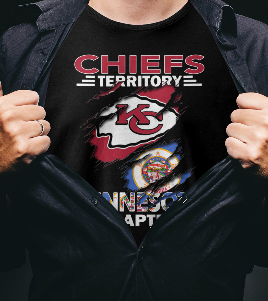 Chiefs Territory Minnesota Chapter With Kansas City Logo And Minnesota State Emblem T-Shirt