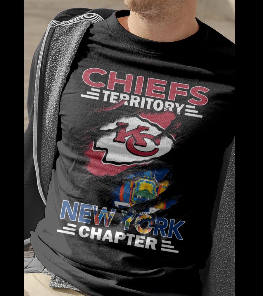 Chiefs Territory New York Chapter KC Logo And New York Flag T-Shirt
