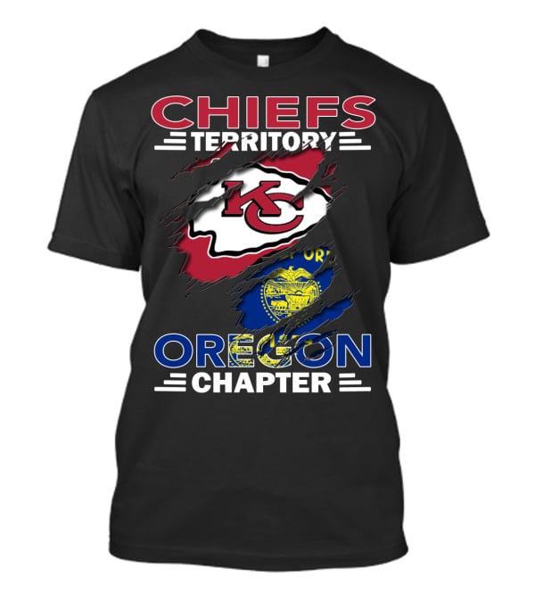 Chiefs Territory Oregon Chapter KC Chiefs Logo With Oregon State Flag T-Shirt