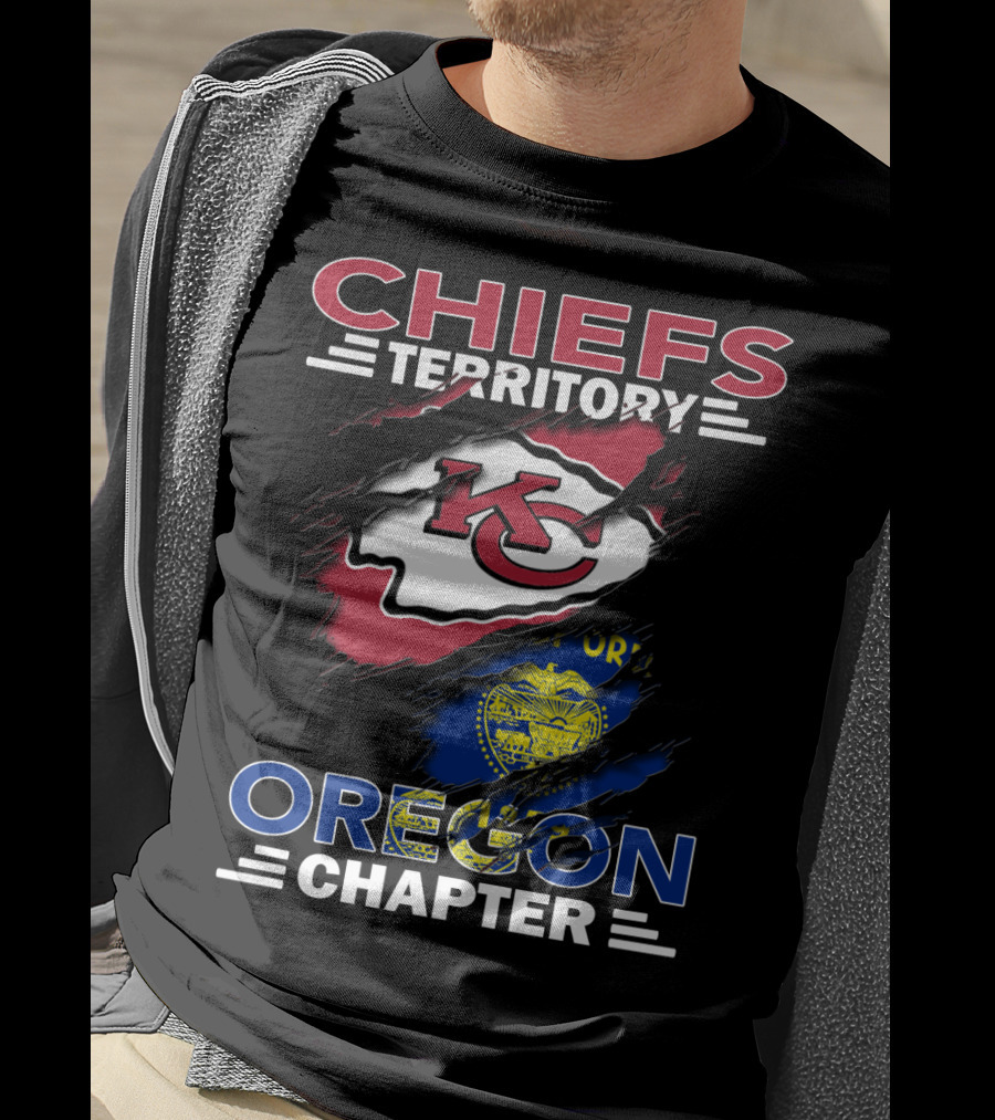 Chiefs Territory Oregon Chapter KC Chiefs Logo With Oregon State Flag T-Shirt