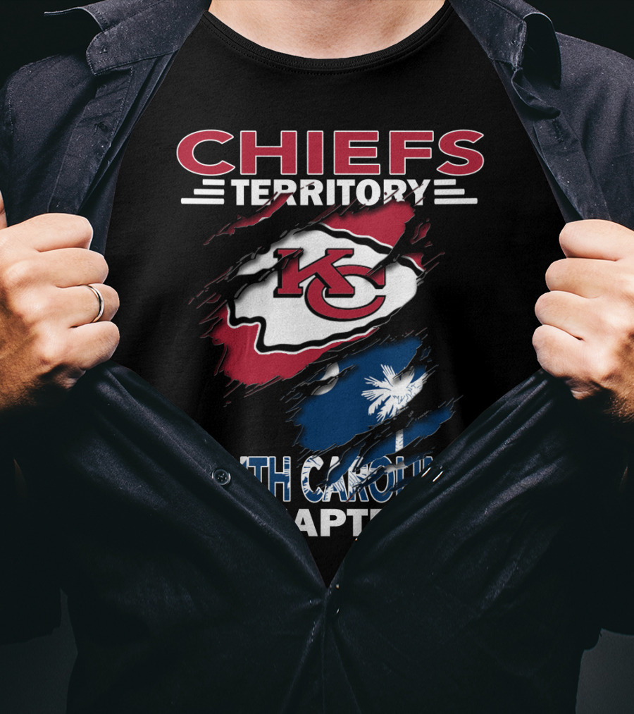 Chiefs Territory South Carolina Chapter KC Logo Wrapping Palmetto Flag T-Shirt