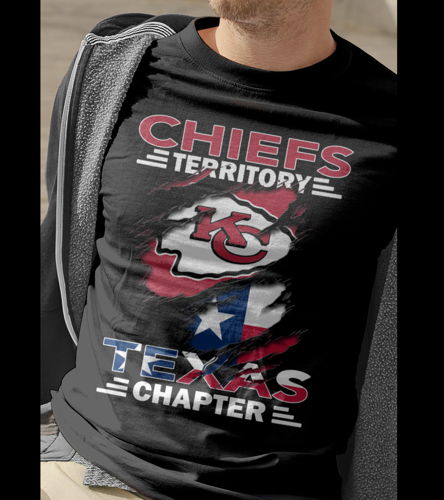 Chiefs Territory KC Logo Over Texas Flag Texas Chapter T-Shirt