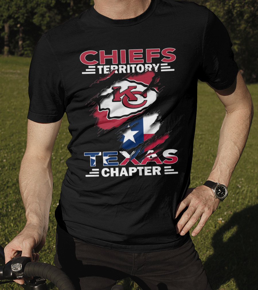 Chiefs Territory KC Logo Over Texas Flag Texas Chapter T-Shirt