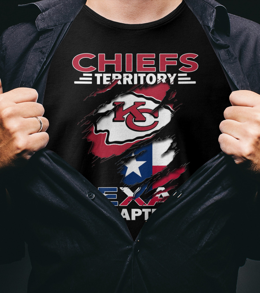 Chiefs Territory KC Logo Over Texas Flag Texas Chapter T-Shirt