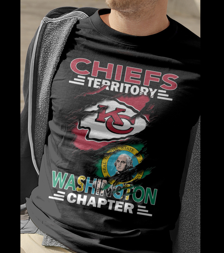 Chiefs Territory Washington Chapter Kansas City Football Logo And Washington State Seal T-Shirt
