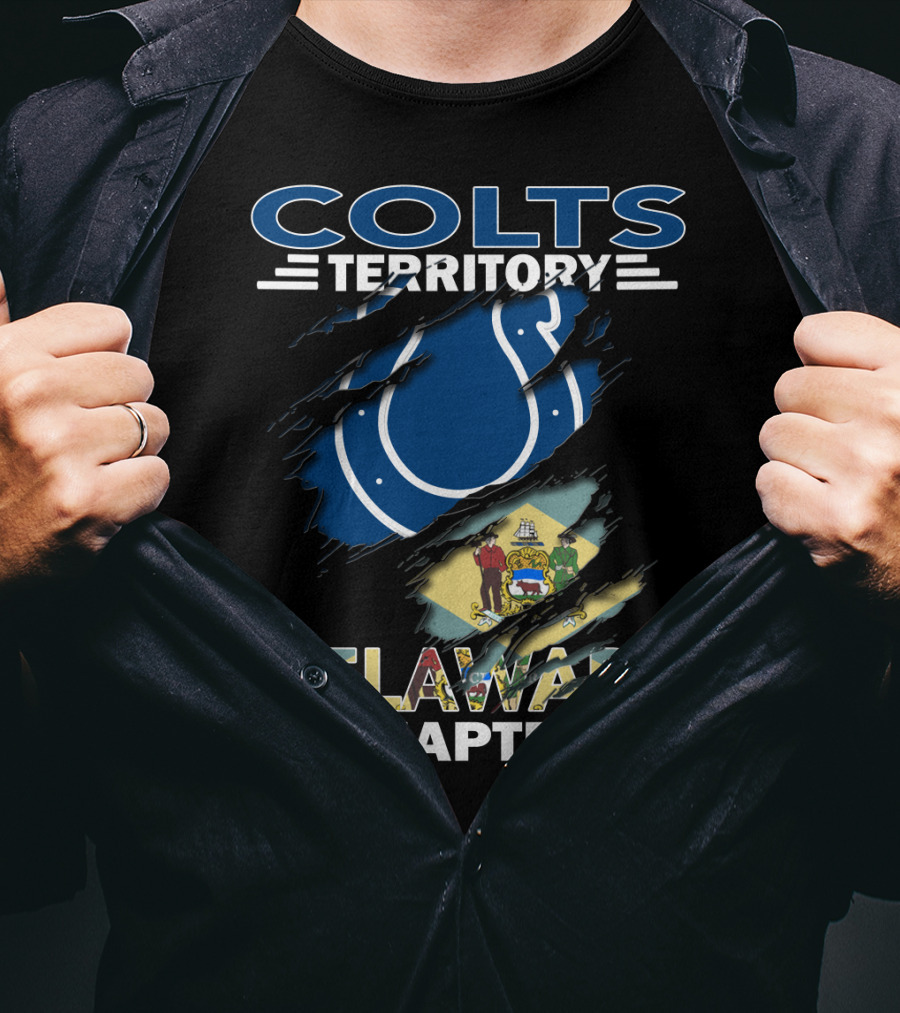 Colts Territory Delaware Chapter With Flag And Horseshoe T-Shirt