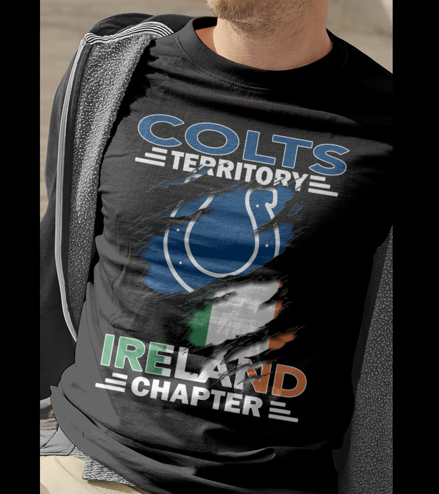 Colts Territory Ireland Chapter Blue Horseshoe Logo Irish Flag T-Shirt