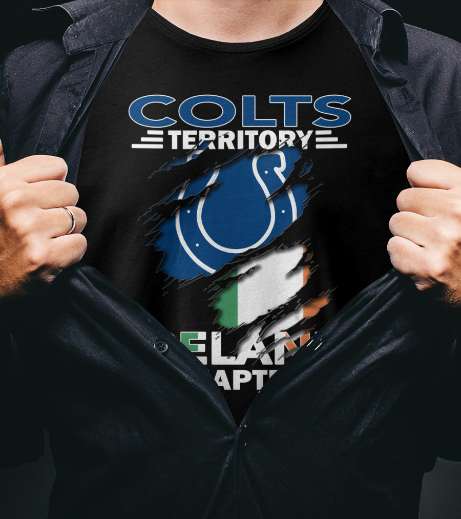 Colts Territory Ireland Chapter Blue Horseshoe Logo Irish Flag T-Shirt