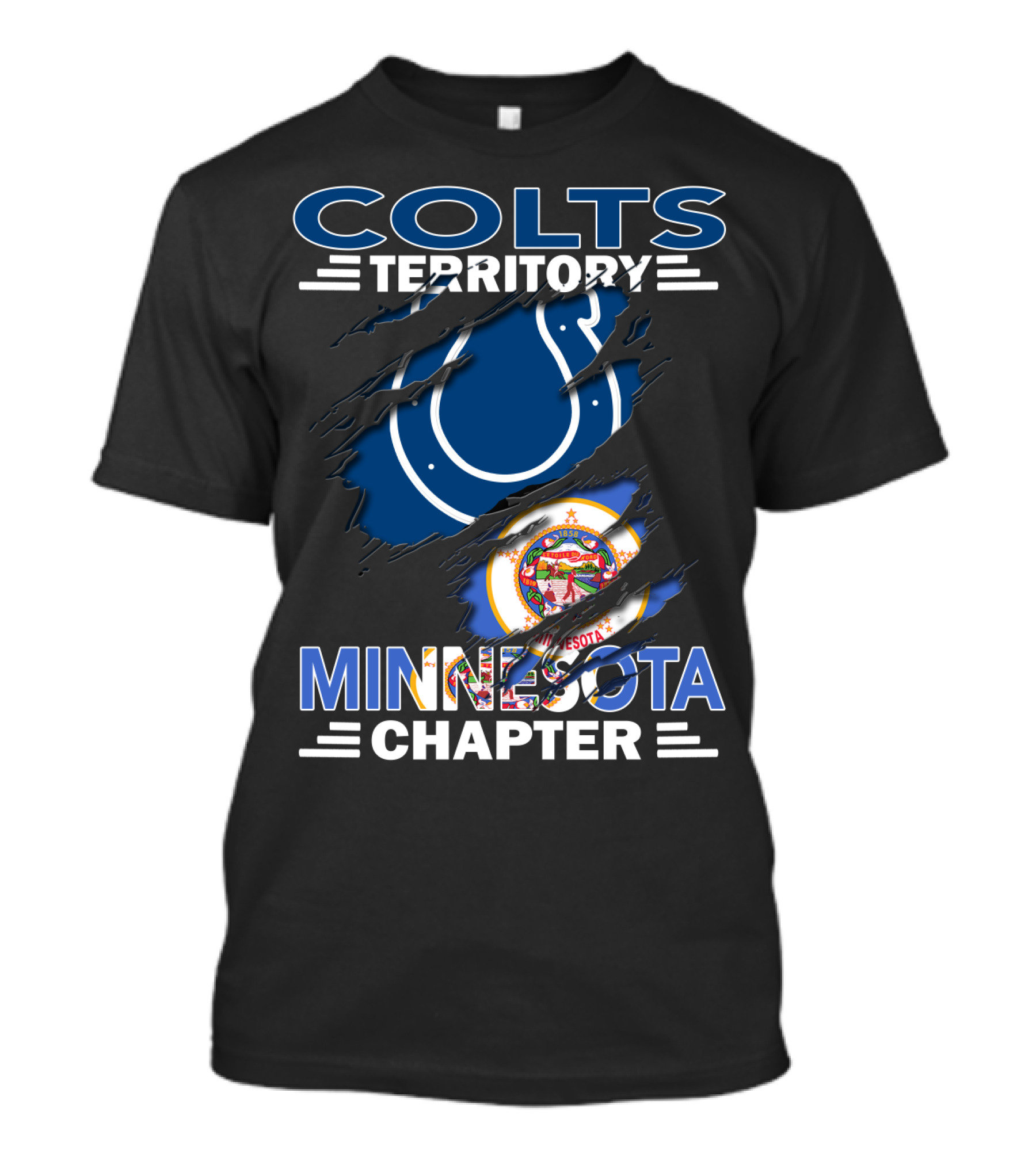 Colts Territory Minnesota Chapter Indiana Team Symbol And Minnesota State Flag Fusion T-Shirt