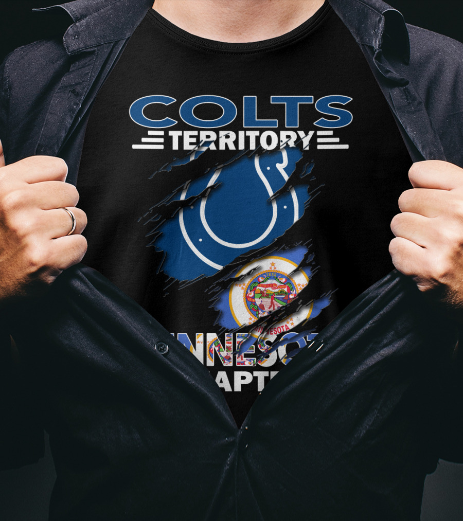 Colts Territory Minnesota Chapter Indiana Team Symbol And Minnesota State Flag Fusion T-Shirt