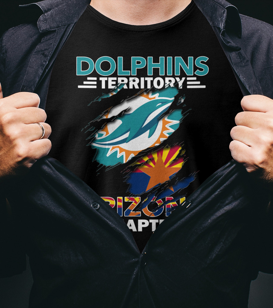 Dolphins Territory Arizona Chapter Logo With Miami Dolphins And Arizona Flag Elements T-Shirt