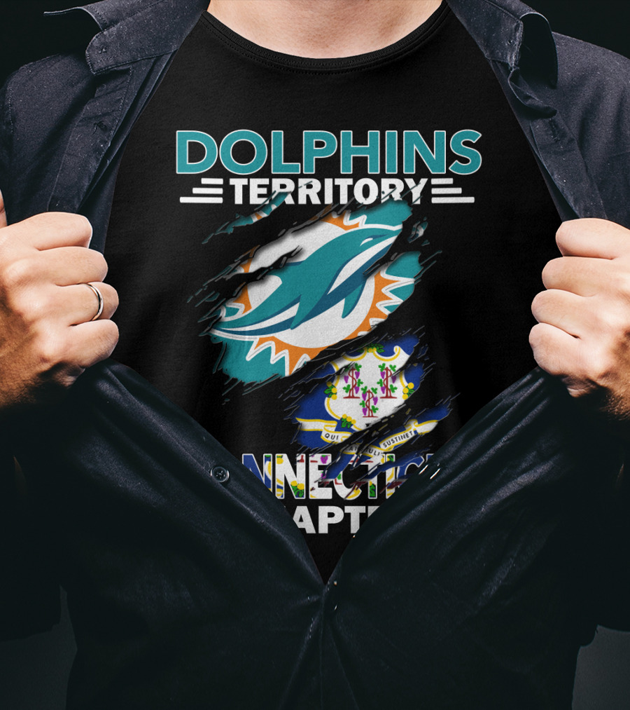 Dolphins Territory Connecticut Chapter Miami Dolphins Connecticut State Emblem T-Shirt