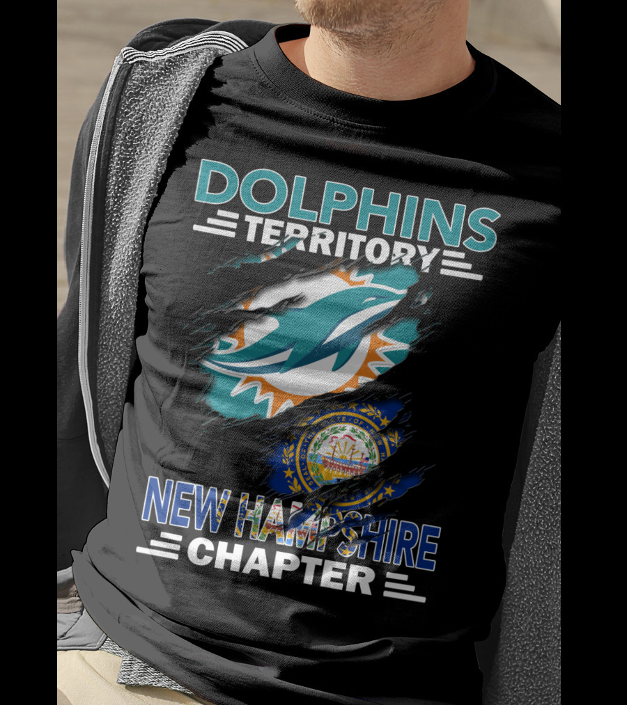 Dolphins Territory New Hampshire Chapter Miami Dolphins Logo New Hampshire Seal T-Shirt