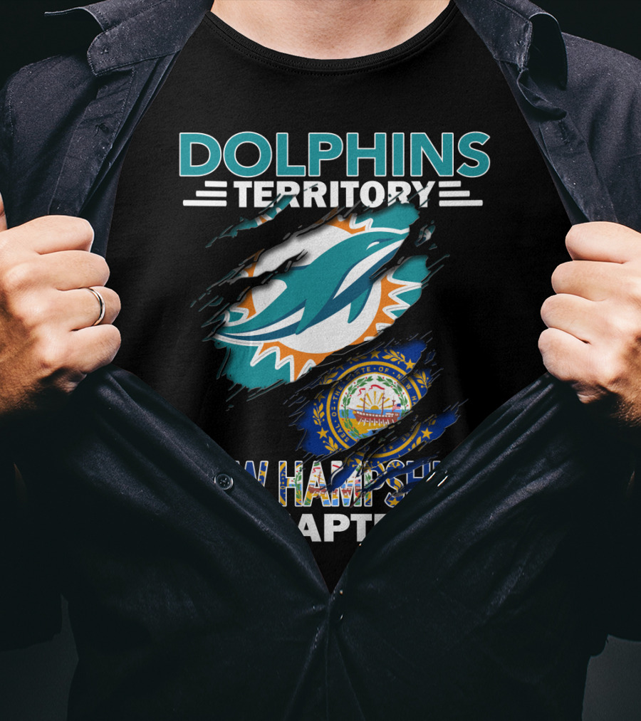 Dolphins Territory New Hampshire Chapter Miami Dolphins Logo New Hampshire Seal T-Shirt