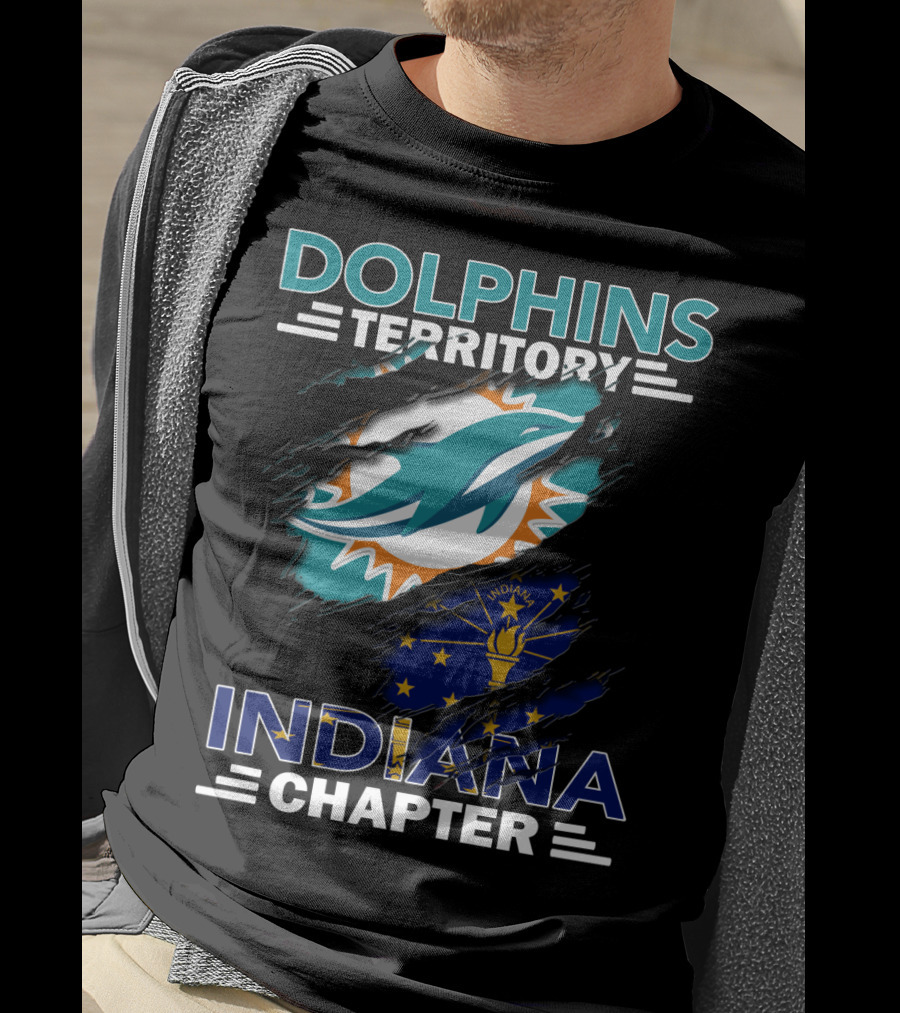 Dolphins Territory Indiana Chapter Miami Logo Indiana Flag Combination T-Shirt