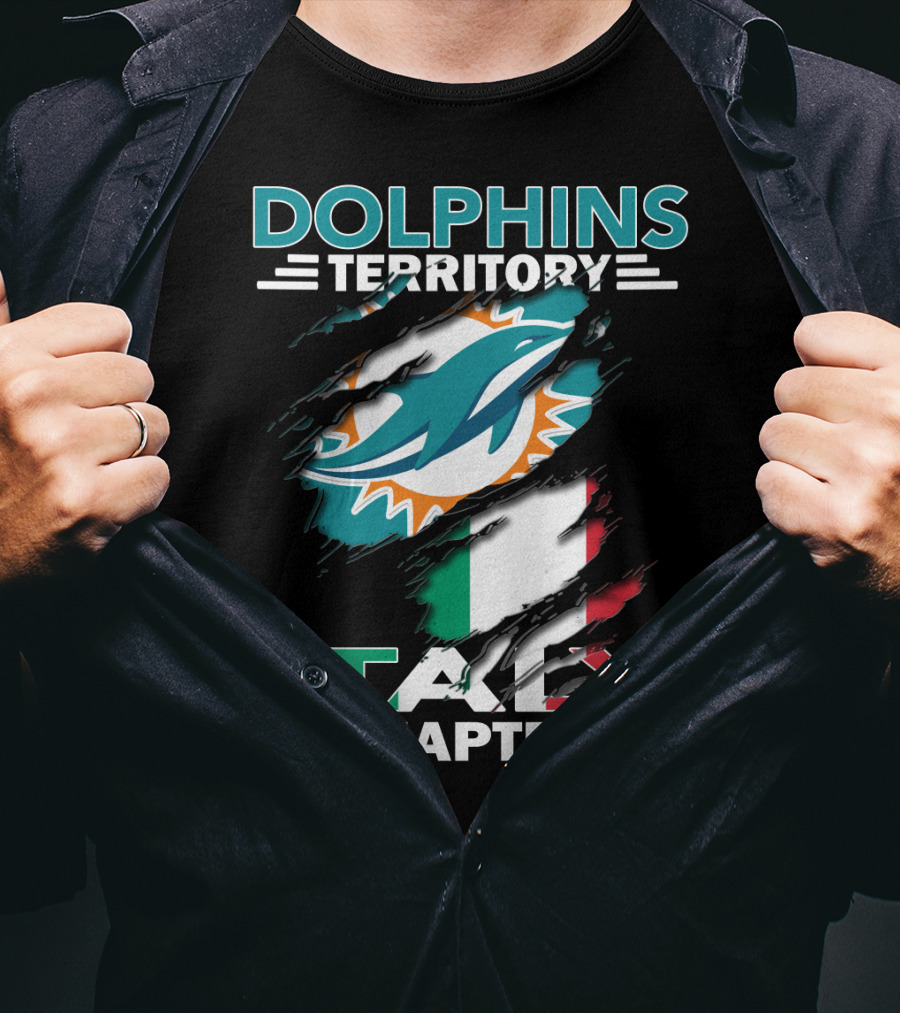 Dolphins Territory Italy Chapter Miami Logo Italian Flag T-Shirt