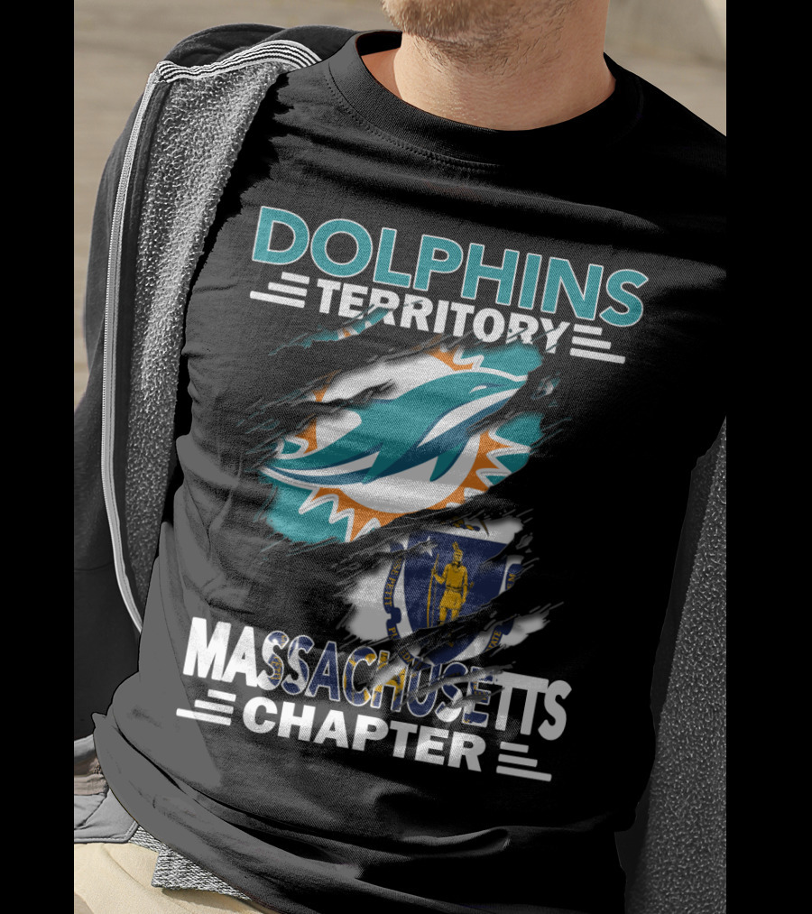 Dolphins Territory Massachusetts Chapter Miami Logo And State T-Shirt