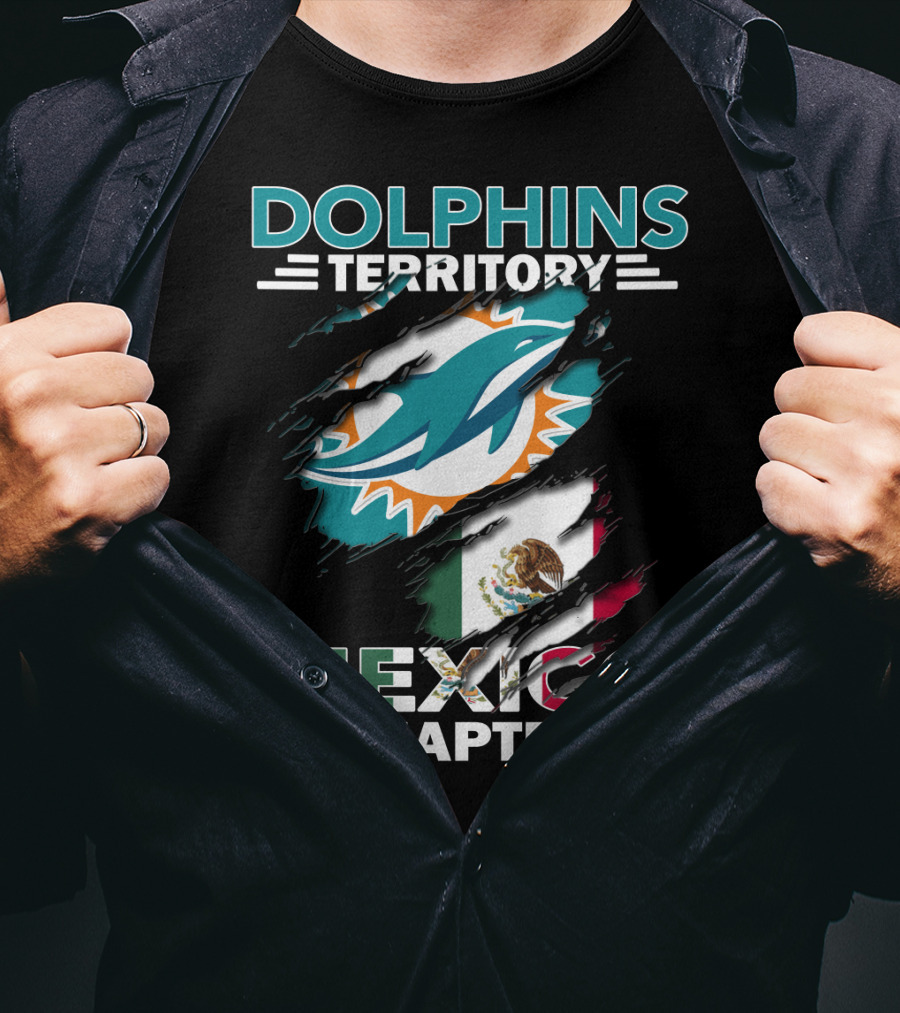 Dolphins Territory Mexico Chapter Miami Dolphins Logo Mexican Flag T-Shirt