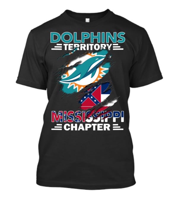 Dolphins Territory Mississippi Chapter Logo And Flag Display T-Shirt