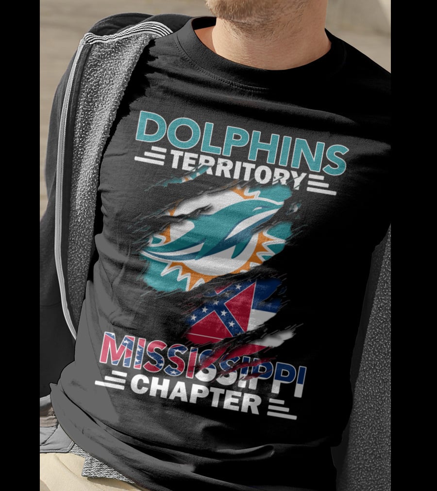 Dolphins Territory Mississippi Chapter Logo And Flag Display T-Shirt