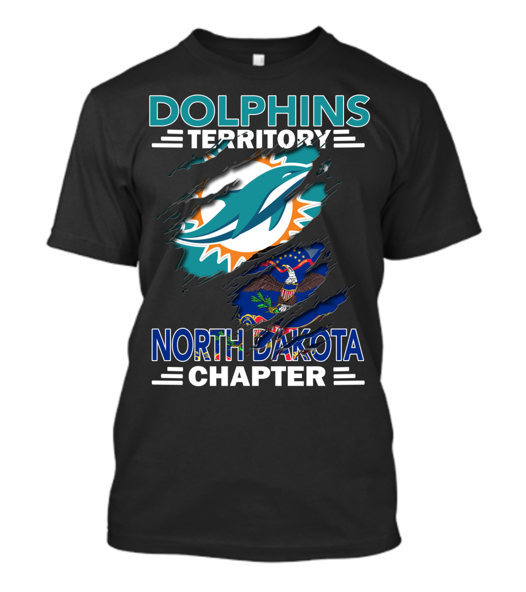 Dolphins Territory North Dakota Chapter Miami Football Fan Flag T-Shirt
