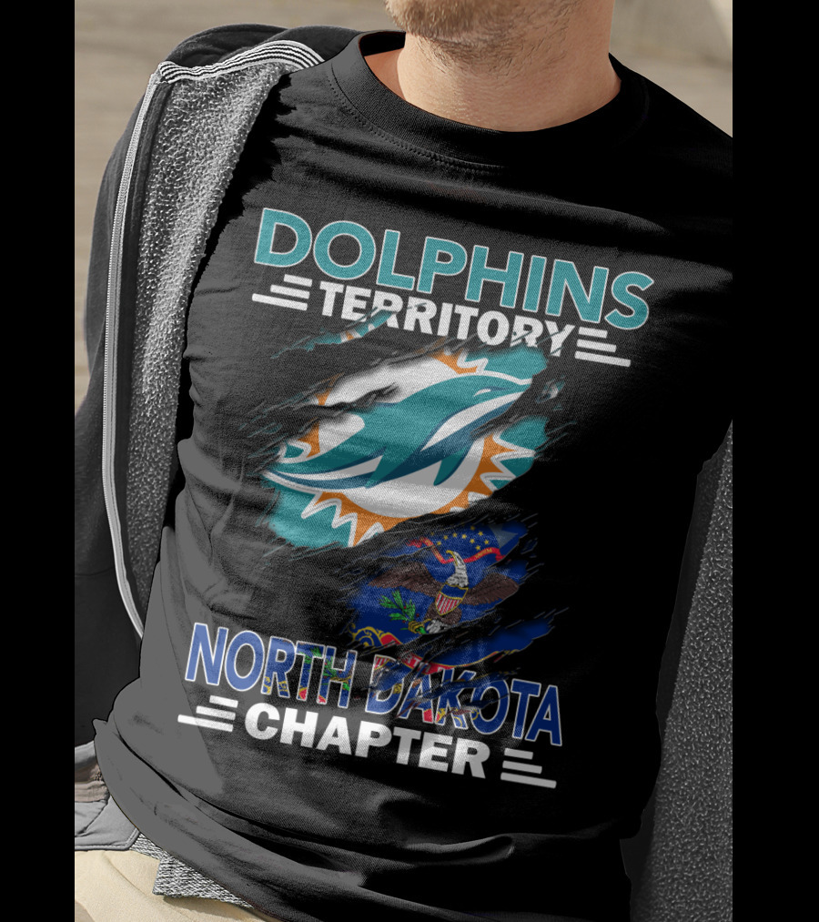 Dolphins Territory North Dakota Chapter Miami Football Fan Flag T-Shirt