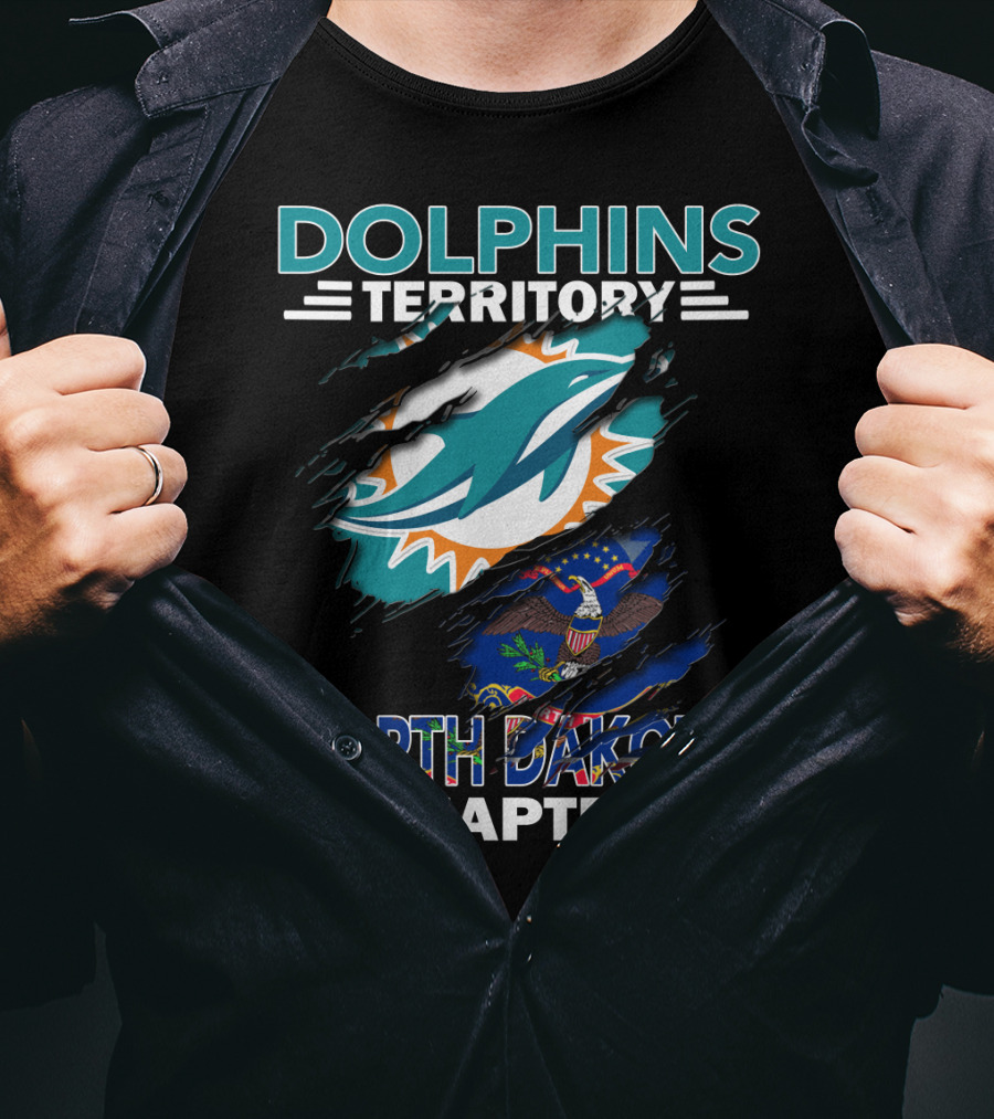 Dolphins Territory North Dakota Chapter Miami Football Fan Flag T-Shirt