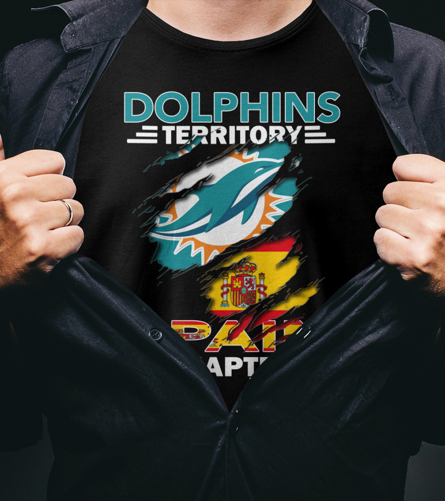 Dolphins Territory Spain Chapter Miami Dolphins Spain Flag T-Shirt